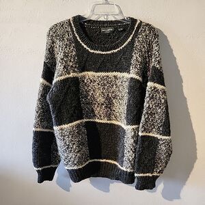 VTG Marc Lewis Mens Wool Hand Knit Pullover Sweater Stripe Blocks Large